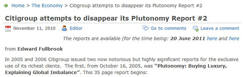 citigroup attempts to disappear plutonomy report