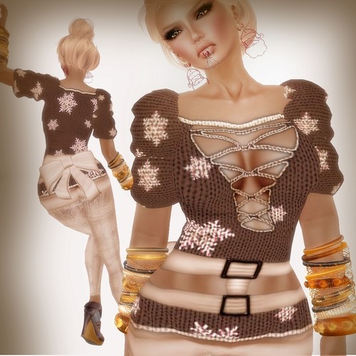 A&A Fashion Snowflake Sweater Brown