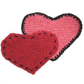 Knit Heart Washcloths