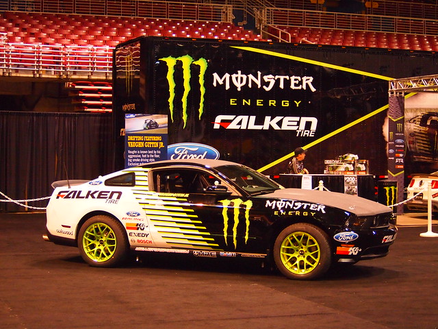 Vaughn Gittin Jr Monster Energy Falken Drifting Ford Mustang at 2012 
