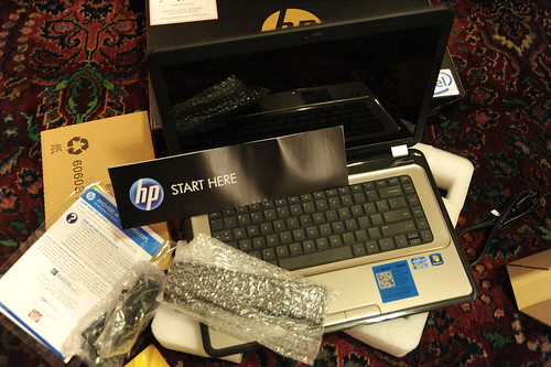 New Laptop computer, HP start here, laptop, Seattle, Washington, USA by Wonderlane