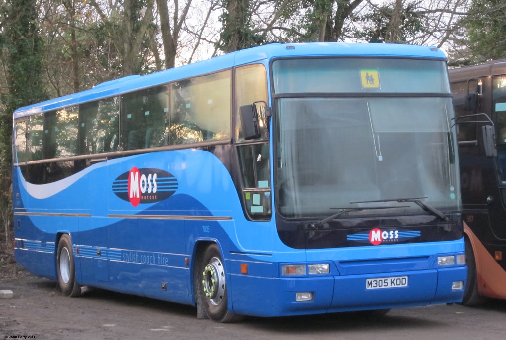 Southern Vectis Volvo B10M with Plaxton Premiere 350 body M305KOD in Moss Motors livery at Carisbrooke 10 December 2011