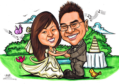 wedding couple caricatures in European style