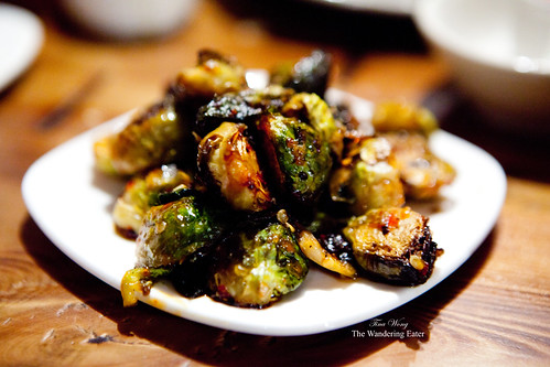 Roasted Brussels Sprouts with Maple Syrup & Red Chili Sauce
