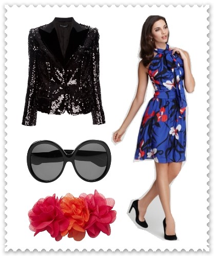 Wear Floral Dress with Sequined Jacket