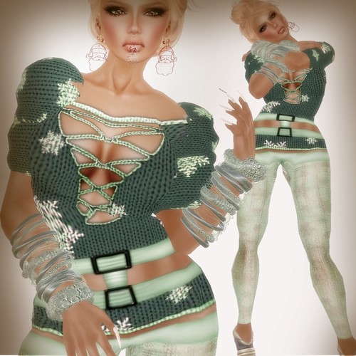 A&A Fashion Snowflake Sweater Green