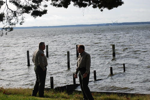 Virginia State Park staff member discuss potential projects at the site.