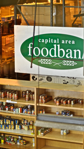 Shelves of food at the Capital Area Food Bank in Washington, DC.  The food bank has seen a 25 percent increase in demand since the start of the recession three years ago. Photo courtesy Geoff Livingston.