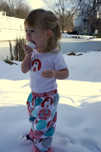 My girl loves to eat snow!