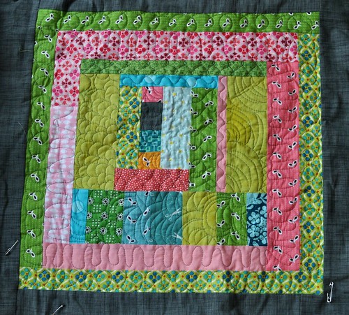 king size quilt, block 3 quilted