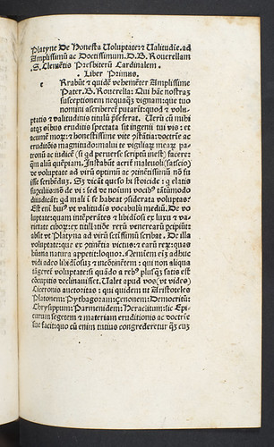 Title incipit of Platina, Bartholomaeus: De honesta voluptate et valetudine