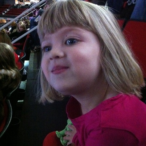 Somebody is excited about Disney Princesses on Ice.
