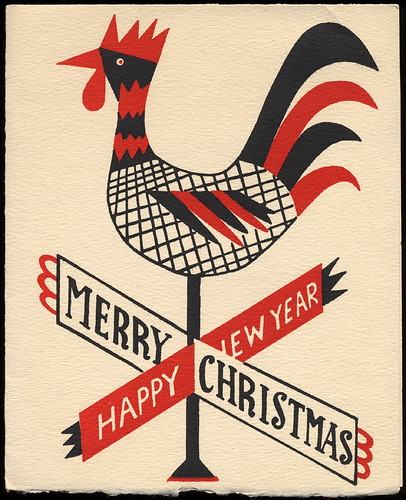 Rooster Weathervane Christmas Card, 1950's