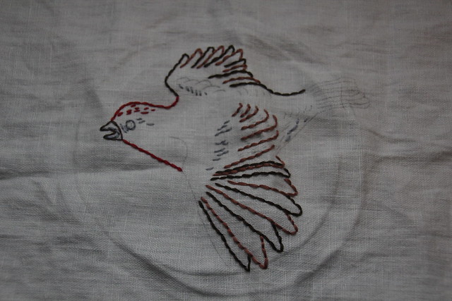 Partly Finished Embroidered Purple Finch