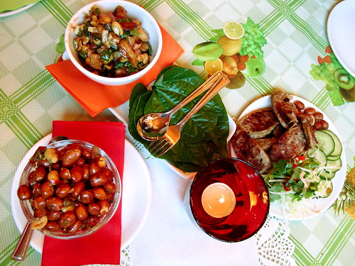 Chilli peanuts, betel leaf salad, grilled Thai sausage