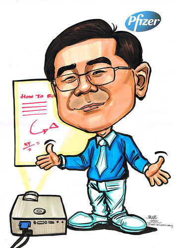 trainer caricature for Pfizer