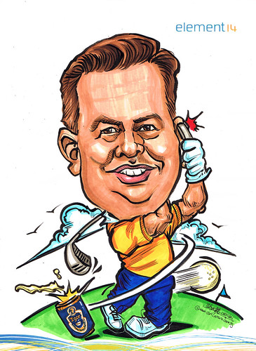 Golfer caricature for Element 14
