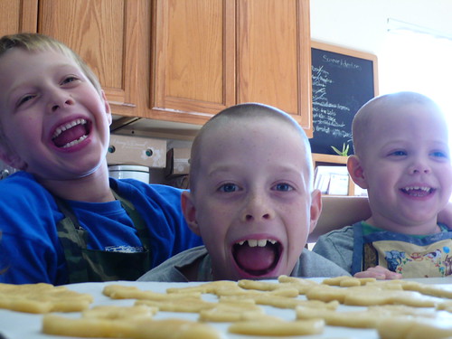 Sparky, Max and Billy, cutting out sugar cookies