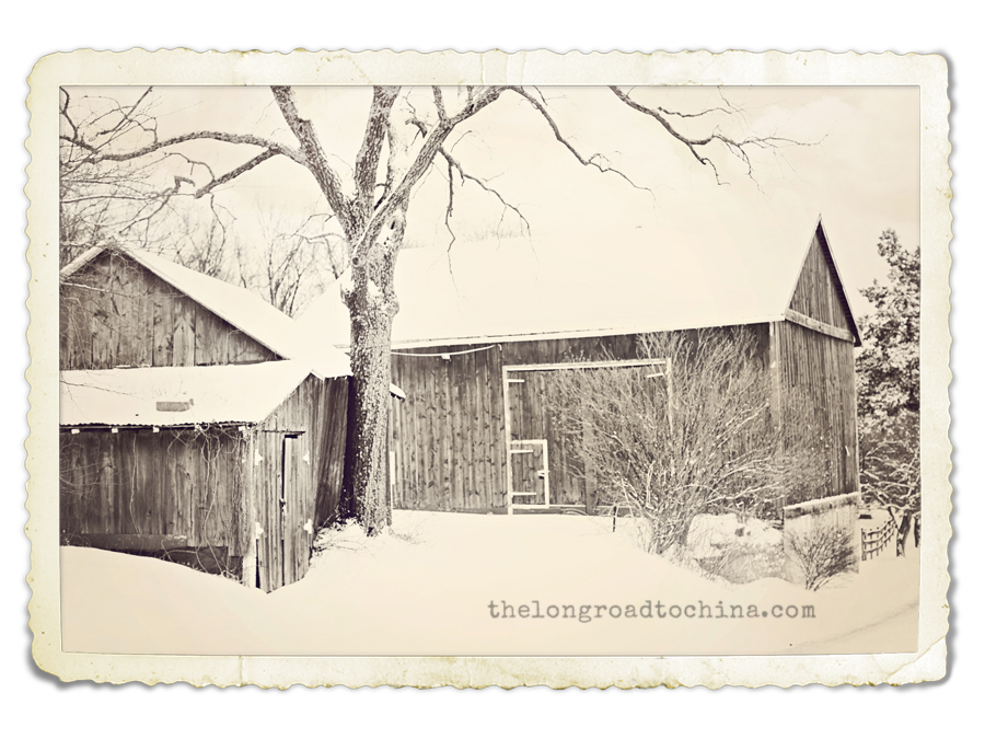 Old Barn Black and White Winter FRAME 9
