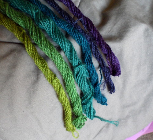 Fiberoptic yarns gradient braid handspun miniskeins