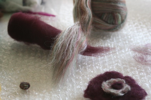 Working on Felted Wool Flowers