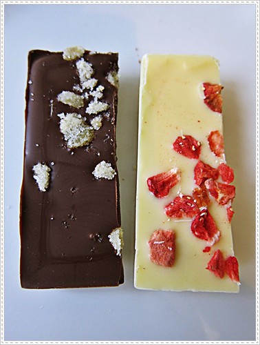 Which one do you prefer? Chocolate with ginger or white chocolate with strawberries?