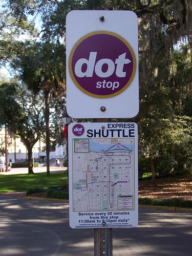 Street sign, DOT visitor transportation services, Savannah