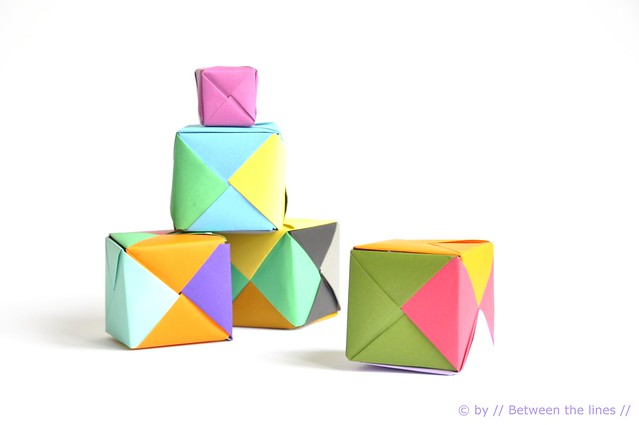 Origami paper cubes