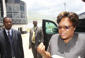 Republic of Zimbabwe Vice-President Joice Mujuru at Harare International Airport when she was returning from the African National Congress centenary celebrations in South Africa. Both countries have long ties. by Pan-African News Wire File Photos