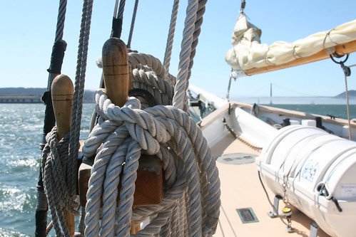 Ropes on a Schooner Boat