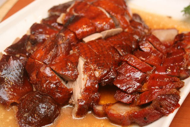 Roasted Meat Combination: Crispy Roast Duck and Barbecued Pork (Char Siew) with Honey Sauce