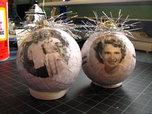 ornaments using my parents' high school pictures