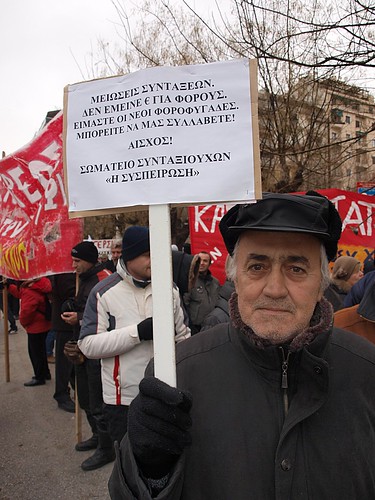 Pensioner protesting - Thessaloniki, Greece by Teacher Dude's BBQ