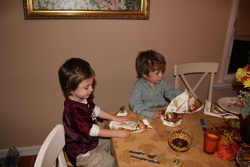 Olsen and Ben getting ready to eat