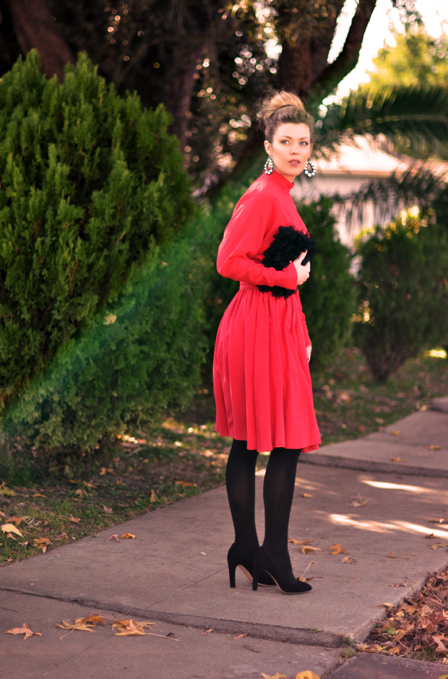 red and black - red dress - vintage lagerfeld dress