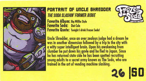 FROZEN SODA 'LIMITED EDITION' :: "Uncle Shredder" tee { 26 of 50 } vi / ..bio card (( 2011 ))