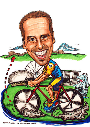 cyclist caricature for Panalpina World Transport (S) Pte Ltd