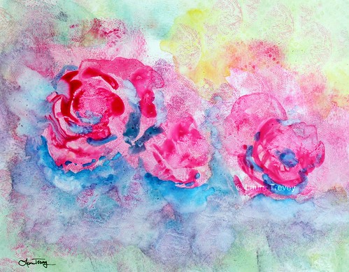 Abstract Watercolor Painting - Roses