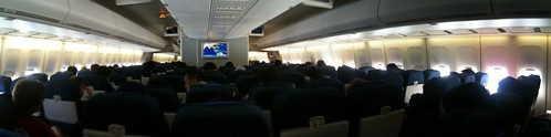 747-400 cabin panorama from seat 57E (N122UA)