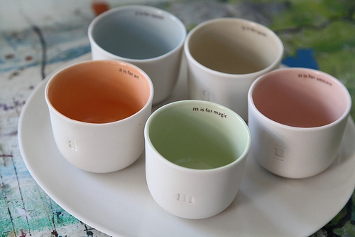 group of squam tea cups