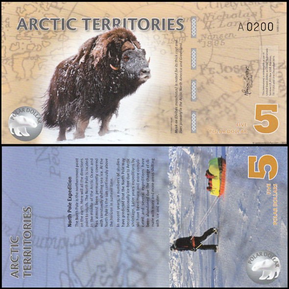 5 Polárnych dolárov Arktída 2012, polymer