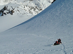 Podejscie na Palon de la Mare (3703m) lodowcem Verdetta de la Mare - krótki odpoczynek