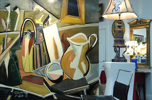 Gallery view of abstract still life, Karl Krogstad, Ballard, hand painted lamps, mirror, chair, stand, Seattle, Washington, USA by Wonderlane