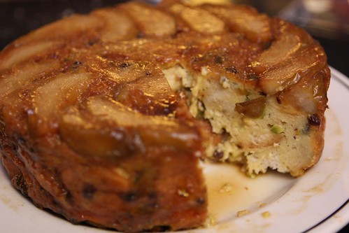 Eggnog Bread Pudding with Carmelized Pears