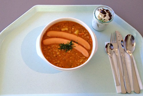 Linseneintopf mit Würstel / Lentil stew with suasages
