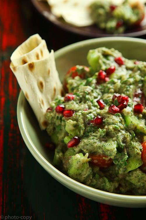 roasted eggplant dip with pomegranate