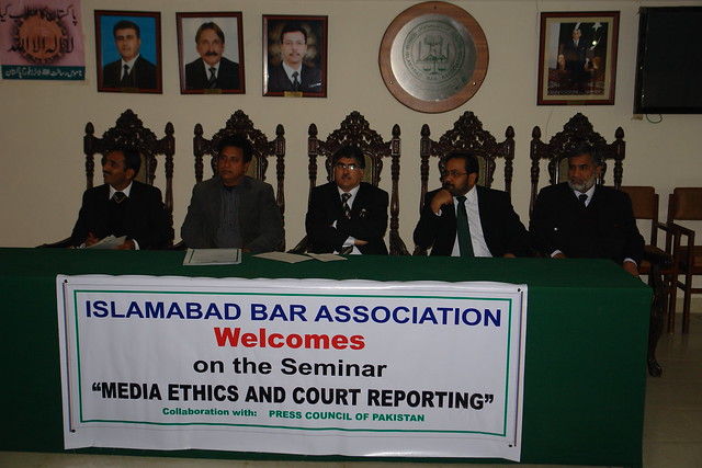 Amir Jahangir at The Press Council of Pakistan announcement on media capacity building initiative and media awards on Court Reporting. with MISHAL Pakistan under the AGAHI initiative.