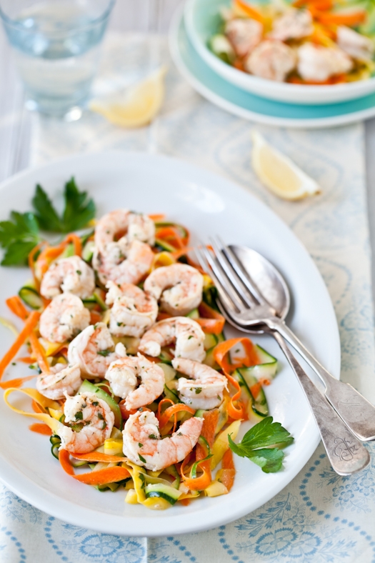 Lemon Parsley Shrimp & Vegetable Ribbon Salad