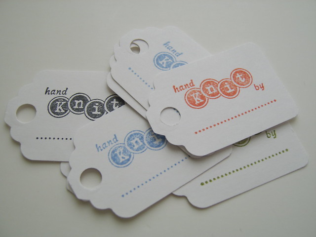 "Hand Knit by...."  Set of 30 hang tags<br>Semi custom