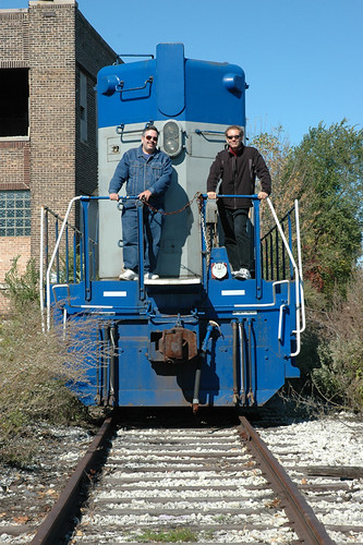 Eddie K (left) and Anthony C posing on an abandoned Chicago Rail Link locomotive. Chicago Illinois USA. Saturday, October 15th, 2011. by Eddie from Chicago